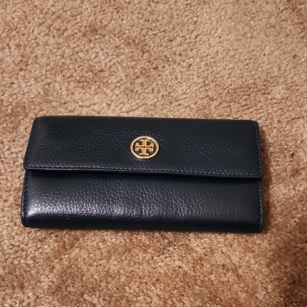 Tory Burch Leather Wallet with Gold Logo